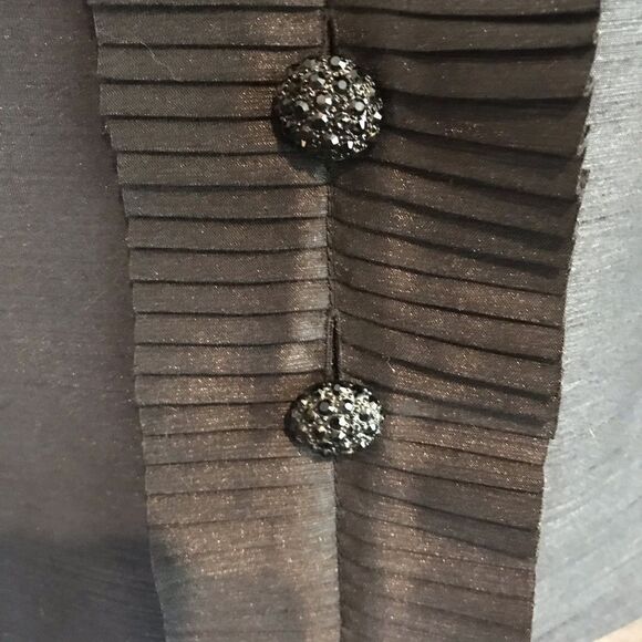 Kasper Blazer Women's Size 4 Black Floral Accents Short Sleeves Ruffles - Picture 6 of 8